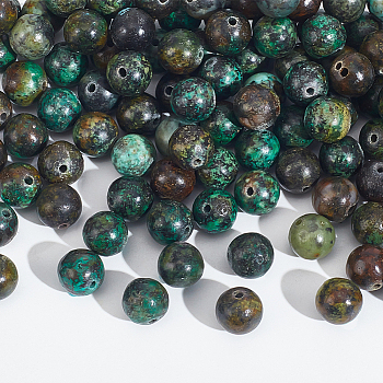 2 Strands Natural African Turquoise(Jasper) Beads Strands, Round, 8mm, Hole: 1mm, about 49pcs/strand, 15.5 inch