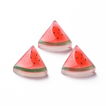 Transparent Epoxy Resin Cabochons, Watermelon, Red, 18x18.5x7mm