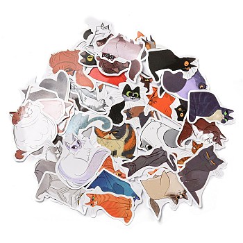 50 Sheets Paper Cat Stickers, Mixed Color, 35~60x31.5~62mm, Hole: 0.2mm