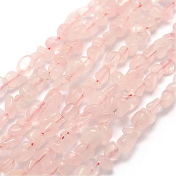 Natural Rose Quartz Beads Strands, Nuggets, 3~5x3~5x3~8mm, Hole: 1mm, about 85~90pcs/strand, 15.7 inch(40cm)