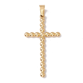 Ion Plating(IP) 304 Stainless Steel Pendants, Cross Charms, Golden, 48x25x3mm, Hole: 4.5x6.5mm