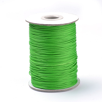 Braided Korean Waxed Polyester Cords, Lime Green, 1mm, about 174.97 yards(160m)/roll