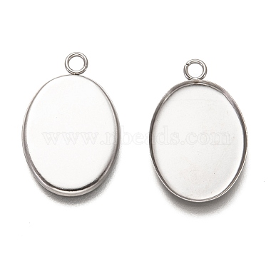 Stainless Steel Color Oval 304 Stainless Steel Pendants