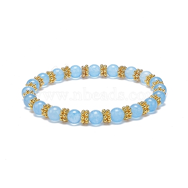 3Pcs 3 Color Natural Malaysia Jade(Dyed) & Alloy Daisy Beaded Stretch Bracelets for Women(BJEW-JB08856)-4