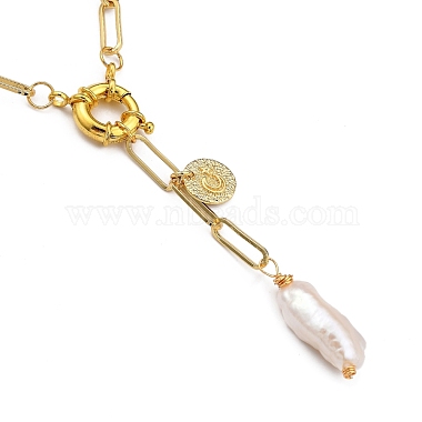 Natural Baroque Pearl Keshi Pearl Lariat Necklaces(NJEW-JN03042)-6