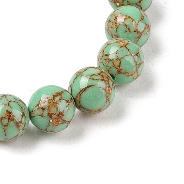 Synthetic Turquoise(Dyed) Round Beaded Stretch Bracelets(G-U005-01B-07)-2