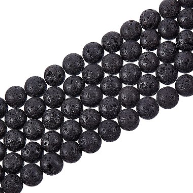 8mm Black Round Lava Beads