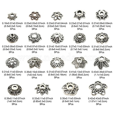 100Stk. 20 Stile Perlenkappen aus Legierung im tibetischen Stil(FIND-YW0004-06)-3