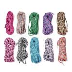 100M 10 Colors 7 Inner Cores Polyester & Spandex Cord Ropes, with Patterns, for Rope Bracelets & Shoe Lace Cord Making, Mixed Color, 4~5mm, 10 Colors, 10m/color, 109.36 Yards/Bag(RCP-LS0001-01E)