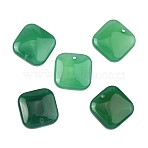 Natural Green Onyx Agate Square Charms, Dyed & Heated, 15x15x5.5mm, Hole: 1.1mm(G-G350-02)
