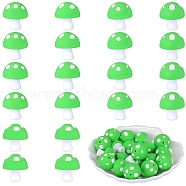 20Pcs Mushroom Silicone Focal Beads, Chewing Toy Accessoies for Teethers, DIY Nursing Necklaces Making, Lawn Green, 18mm, Hole: 2mm(JX901F)