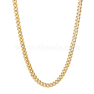 Vacuum Plating 201 Stainless Steel Curb Chain Necklaces, Real 18K Gold Plated, 23.98 inch(60.9cm)(NJEW-Q336-10B-G)
