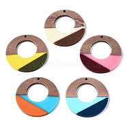 Resin & Walnut Wood Pendants, Ring, Mixed Color, 38x3mm, Hole: 2mm(RESI-S389-066A-A)
