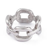 Unisex 304 Stainless Steel Finger Rings, Wide Band Rings, Curb Chain Shape, Stainless Steel Color, Size 6~9, 9.7mm, Inner Diameter: 17~18.9mm(RJEW-K233-08-P)
