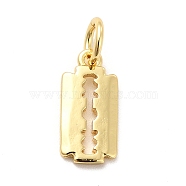 Rack Plating Brass Charms, Long-Lasting Plated, with Jump Rings, Cadmium Free & Lead Free, Blade Charm, Real 18K Gold Plated, 12x6x1mm, Hole: 3mm, ring: 5x0.9mm(KK-K270-26G)