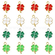 16Pcs 4 Colors Rack Plating Alloy Enamel Pendants, Cadmium Free & Nickel Free & Lead Free, Clover, Mixed Color, 19x13x1.5mm, Hole: 1.6mm, 4pcs/color(ENAM-FS0001-76)