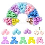 DIY Round & Heart Acrylic Beads Bracelets Jewelry Kits, with Alloy Enamel Charms, Mixed Color, 10x13.5x4.5mm, Hole: 1.8mm(DIY-FS0006-28)