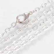 Iron Cable Chains Necklace Making, with Lobster Clasps, Unwelded, Silver Color Plated, 17.7 inch(45cm)(MAK-R013-45cm-S)