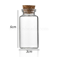 Glass Bottle, with Cork Plug, Wishing Bottle, Column, Clear, 3x6cm, Capacity: 25ml(0.85fl. oz)(CON-WH0085-71C)