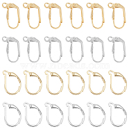 40Pcs 4 Style Brass Leverback Earring Findings, Golden & Silver, 15.5~16.5x10~11x1.5~4mm, Pin: 0.7mm, 10Pcs/style(KK-DC0002-15)