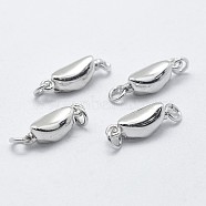 Anti-Tarnish Rhodium Plated 925 Sterling Silver Box Clasps, with 925 Stamp, Oval, Platinum, 12.5x5x4mm, Hole: 2mm(STER-F037-032P)