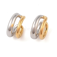 304 Stainless Steel Two Tone Cuff Earrings for Women, Real 18K Gold Plated, 17x8mm(EJEW-Z070-01G)