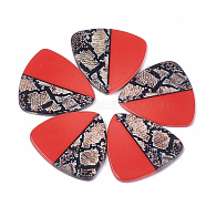 Resin Pendants, Imitation Snake Skin, Triangle, Red, 45~46x46.5x3mm, Hole: 3mm(X-RESI-S374-09C)