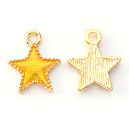 Alloy Enamel Charms, Star, Light Gold, Yellow, 15x13x2mm, Hole: 1.6mm(ENAM-S121-024D)