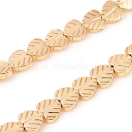 Electroplated Non-magnetic Synthetic Hematite Beads Strands, Heart Leaf, Light Gold Plated, 8x8x2.5mm, Hole: 0.8mm, about 55pcs/Strand, 16.14 inch(41cm)(G-F682-08-KCG)