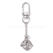304 Stainless Steel Empty Stone Holder Chain Pouch Pendant Decorations, with Alloy Swivel Clasps, Stainless Steel Color, 79mm(HJEW-JM01886-01)