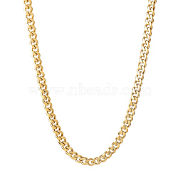 Vacuum Plating 201 Stainless Steel Curb Chain Necklaces, Real 18K Gold Plated, 23.98 inch(60.9cm)(NJEW-Q336-10B-G)