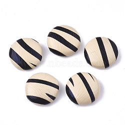 Imitation Leather Cabochons, with Aluminum Bottom, Flat Round, Platinum, Linen, 15x5mm(X-WOVE-S118-14H)