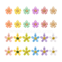 Cheriswelry 48Pcs 12 Colors Zinc Alloy Pendants, Spray Painted, Flower, Mixed Color, 21.5~25x19~22x4.5~5mm, Hole: 2mm, 4pcs/color(FIND-CW0001-06)