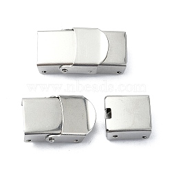 Non-Tarnish 201 Stainless Steel Watch Band Clasps, Rectangle, Stainless Steel Color, 25x13x8mm(STAS-C089-05A-P)