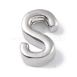 Brass Pendants, Letter Charms, Platinum, Letter S, 9x6x3mm, Hole: 1.5mm(KK-P266-05P-S)