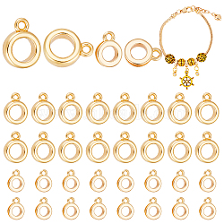 Elite 40Pcs 2 Size Brass Tube Bails, Loop Bails, Ring Bail Beads, Golden, 8~10.5x6~8x2~3mm, Hole: 1.2~1.4mm, 20Pcs/size(KK-PH0010-37)