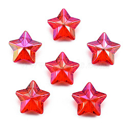 Electroplate Rainbow Iridescent Acrylic Beads, Star, Red, 18x18.5x9mm, Hole: 1.8mm(TACR-T025-001C)