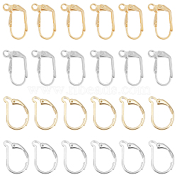 40Pcs 4 Style Brass Leverback Earring Findings, Golden & Silver, 15.5~16.5x10~11x1.5~4mm, Pin: 0.7mm, 10Pcs/style(KK-DC0002-15)