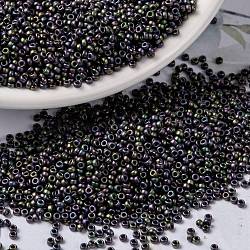 MIYUKI Round Rocailles Beads, Japanese Seed Beads, 15/0, (RR2019) Matte Metallic Eggplant Iris, 1.5mm, Hole: 0.7mm, about 5555pcs/10g(X-SEED-G009-RR2019)