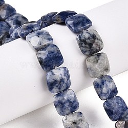 Natural Blue Spot Jasper Beads Strands, Faceted, Faceted Square, 12~12.5x12~12.5x5.5~6mm, Hole: 1.2mm, about 17pcs/strand, 8.07~8.4''(20.5~21cm)(G-T138-172)