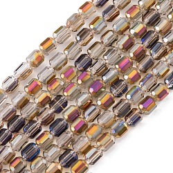 Electroplate Glass Beads Strands, Faceted, AB Color, Column, Colorful, 4x5~6mm, Hole: 1mm, about 80pcs/strand, 18.11''(46cm)(EGLA-D031-01W)