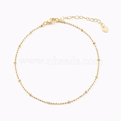 Brass Ball Chain Anklets, with Rondelle Beads, Golden, 9-5/8 inch(24.4cm)(AJEW-AN00409)