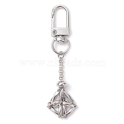 304 Stainless Steel Empty Stone Holder Chain Pouch Pendant Decorations, with Alloy Swivel Clasps, Stainless Steel Color, 79mm(HJEW-JM01886-01)