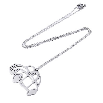 201 Stainless Steel Car Pendant Necklace with Cable Chains for Men Women, Stainless Steel Color, 17.5 inch~17.9 inch(44.5~45.5cm)