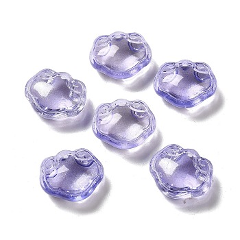 Transparent Glass Beads, Lock, Medium Purple, 14x16x7mm, Hole: 1.2mm