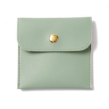 PU Imitation Leather Jewelry Storage Bags, with Golden Tone Snap Buttons, Square, Dark Sea Green, 7.9x8x0.75cm