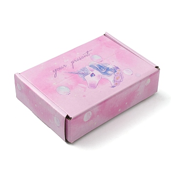 Paper Gift Boxes, Rectangle with Horse Pattern, Pearl Pink, Finished Product: 15x10x4cm