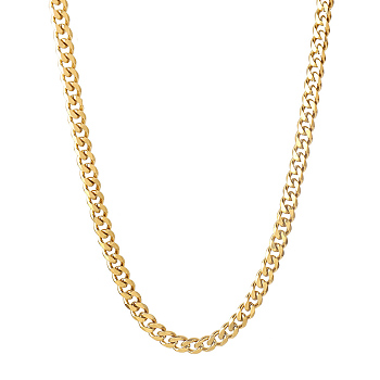 Vacuum Plating 201 Stainless Steel Curb Chain Necklaces, Real 18K Gold Plated, 23.98 inch(60.9cm)