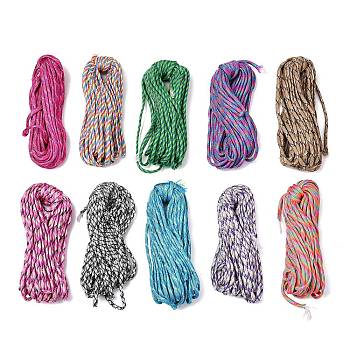 100M 10 Colors 7 Inner Cores Polyester & Spandex Cord Ropes, with Patterns, for Rope Bracelets & Shoe Lace Cord Making, Mixed Color, 4~5mm, 10 Colors, 10m/color, 109.36 Yards/Bag