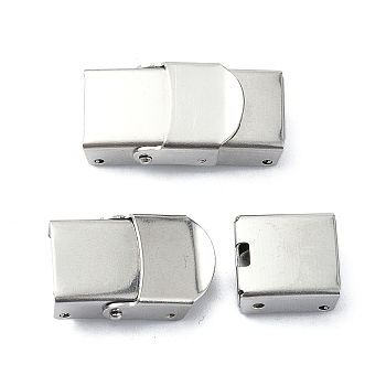 201 Stainless Steel Watch Band Clasps, Rectangle, Stainless Steel Color, 25x13x8mm